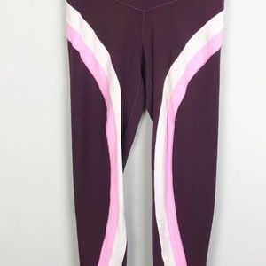 AERIE | Chill Play Move High Waist Burgundy Leggings with Stripes Women’s Size S